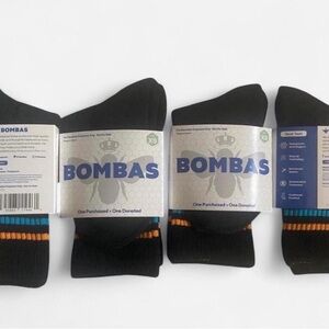 Black Bombas Socks with Orange and Blue Stripes Size XS (4 pair)